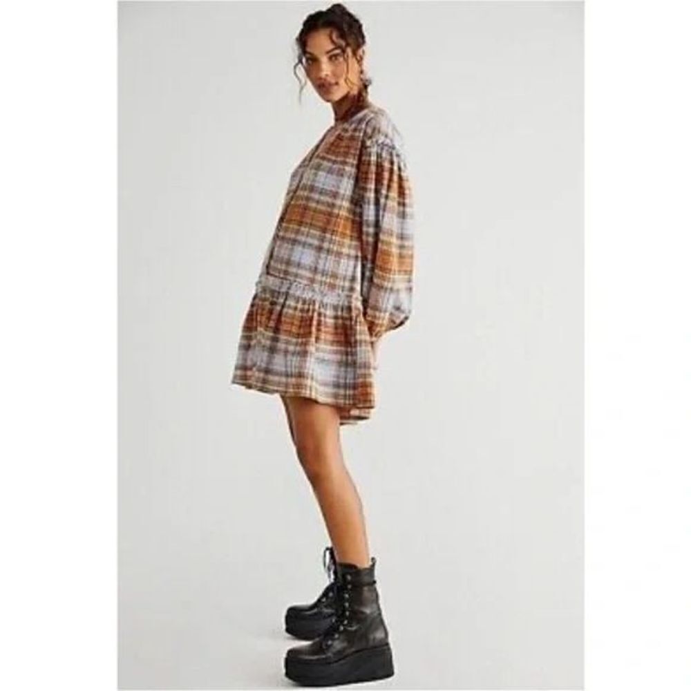 Free People - Alexa Plaid Mini Dress size S - Picture 2 of 8